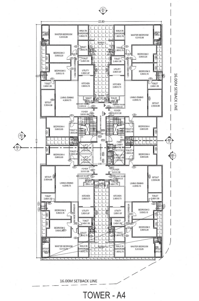 Tower A4 Floor Plate Floor Plan